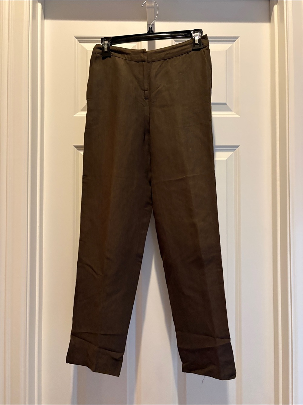 LOFT Brown Women's Straight-Leg Chinos- 55% linen, 45% rayon
